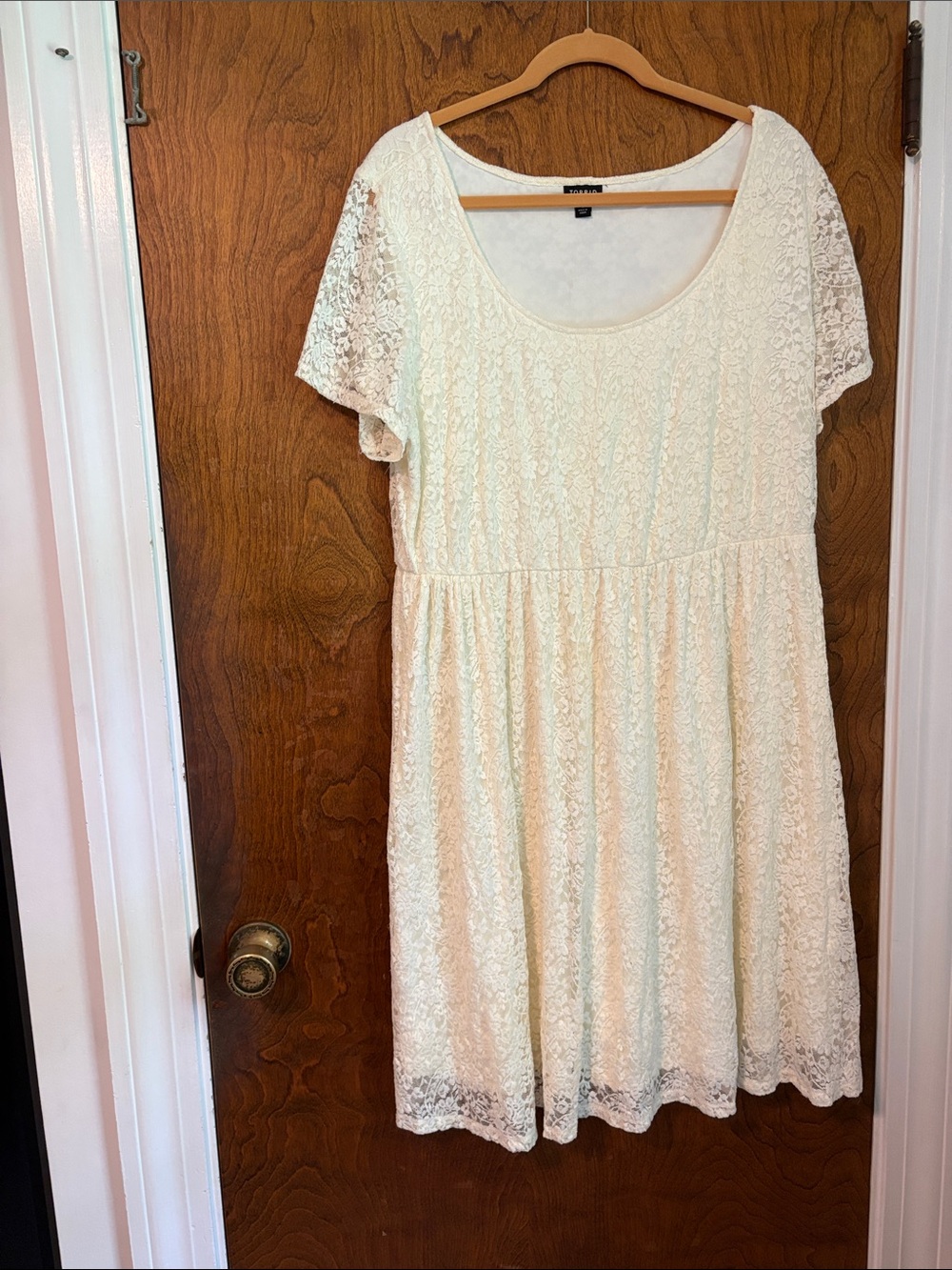 torrid Cream Lace Scoop Neck A-Line Dress